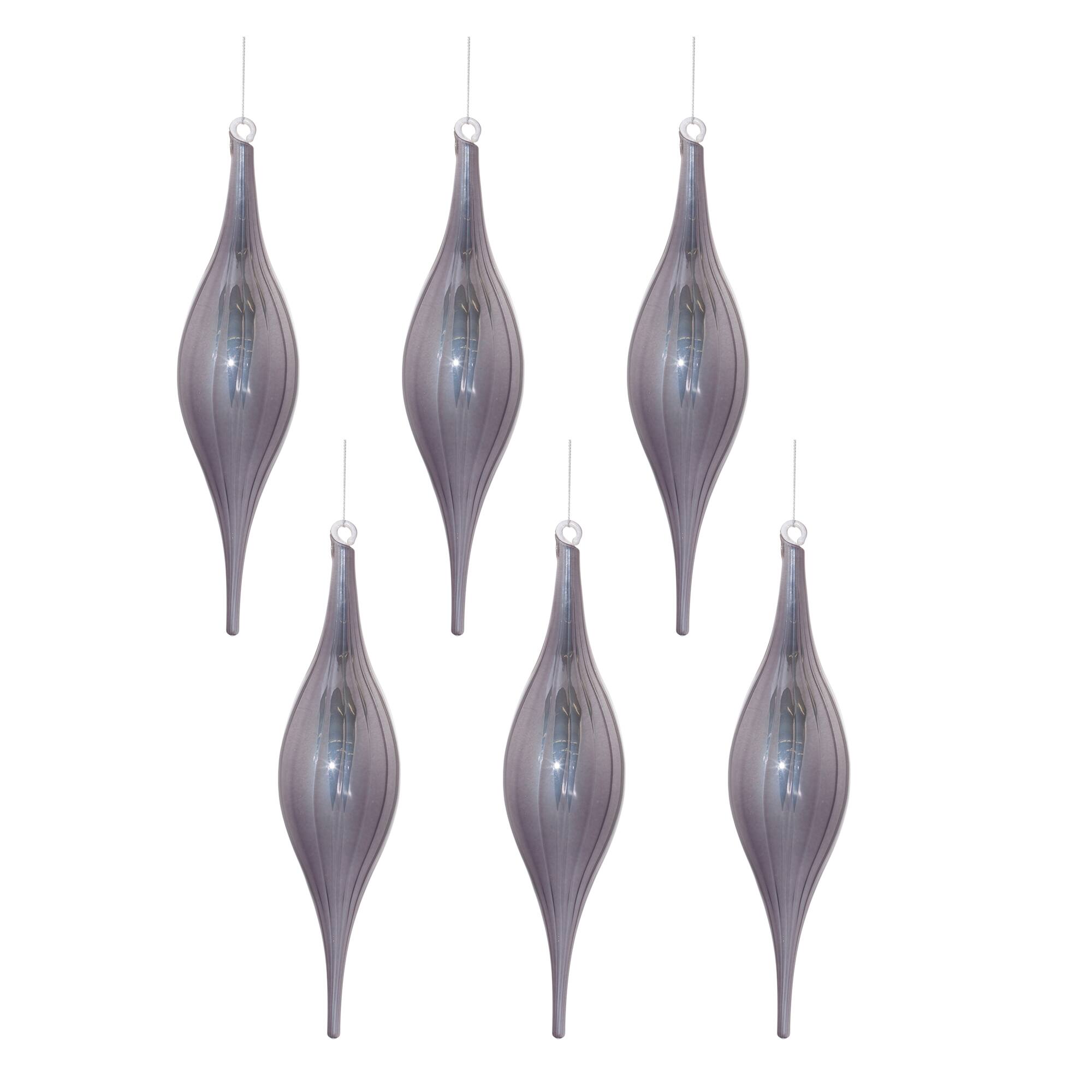 10.5" Ribbed Glass Drop Ornaments